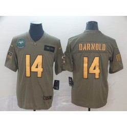 New York Jets #14 Sam Darnold 2019 Olive Gold Salute To Service Limited Nike NFL Men Jersey