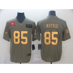 San Francisco 49ers #85 George Kittle 2019 Olive Gold Salute To Service Limited Nike NFL Men Jersey