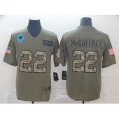 Carolina Panthers #22 Christian McCaffrey 2019 Olive Camo Salute To Service Limited Nike NFL Men Jersey