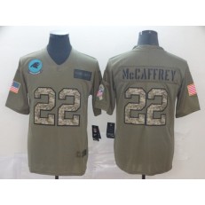 Carolina Panthers #22 Christian McCaffrey 2019 Olive Camo Salute To Service Limited Nike NFL Men Jersey
