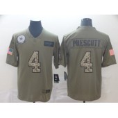 Dallas Cowboys #4 Dak Prescott 2019 Olive Camo Salute To Service Limited Nike NFL Men Jersey