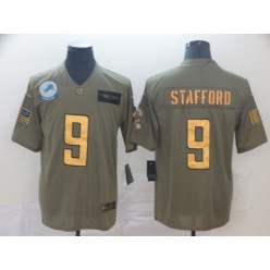 Detroit Lions #9 Matthew Stafford 2019 Olive Gold Salute To Service Limited Nike NFL Men Jersey