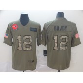 New England Patriots #12 Tom Brady 2019 Olive Camo Salute To Service Limited Nike NFL Men Jersey