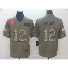 New England Patriots #12 Tom Brady 2019 Olive Camo Salute To Service Limited Nike NFL Men Jersey