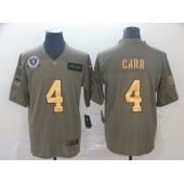 Oakland Raiders #4 Derek Carr 2019 Olive Gold Salute To Service Limited Nike NFL Men Jersey