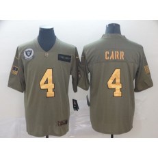 Oakland Raiders #4 Derek Carr 2019 Olive Gold Salute To Service Limited Nike NFL Men Jersey