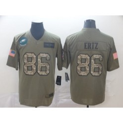 Philadelphia Eagles #86 Zach Ertz 2019 Olive Camo Salute To Service Limited Nike NFL Men Jersey