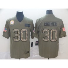 Pittsburgh Steelers #30 James Conner 2019 Olive Camo Salute To Service Limited Nike NFL Men Jersey