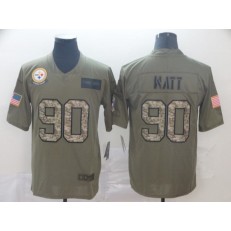 Pittsburgh Steelers #90 T.J. Watt 2019 Olive Camo Salute To Service Limited Nike NFL Men Jersey