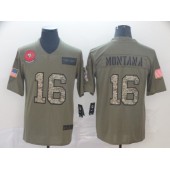 San Francisco 49ers #16 Joe Montana 2019 Olive Camo Salute To Service Limited Nike NFL Men Jersey