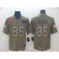 San Francisco 49ers #85 George Kittle 2019 Olive Camo Salute To Service Limited Nike NFL Men Jersey