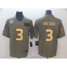 Seattle Seahawks #3 Russell Wilson 2019 Olive Gold Salute To Service Limited Nike NFL Men Jersey