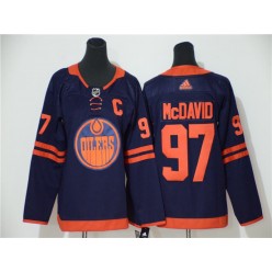 Edmonton Oilers #29 Leon Draisaitl Navy Women 50th Anniversary Adidas Jersey