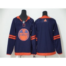 Edmonton Oilers Blank Navy Women 50th Anniversary Adidas Jersey