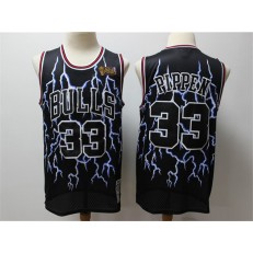 Chicago Bulls #33 Scottie Pippen Black Hardwood Classics Lightning Limited Edition Jersey