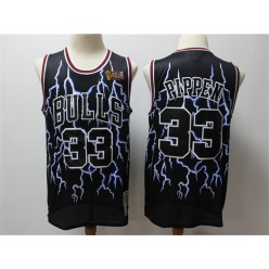Chicago Bulls #33 Scottie Pippen Black Hardwood Classics Lightning Limited Edition Jersey