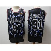 Chicago Bulls #91 Dennis Rodman Black Hardwood Classics Lightning Limited Edition Jersey