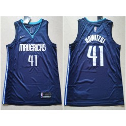 Dallas Mavericks #41 Dirk Nowitzki Navy Nike Swingman Jersey