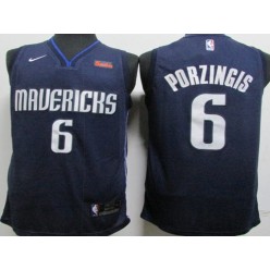Dallas Mavericks #6 Kristaps Porzingis Navy Nike Swingman Jersey
