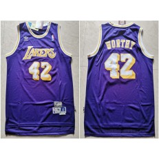 Los Angeles Lakers #42 James Worthy Purple Hardwood Classics Jersey