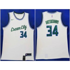 Milwaukee Bucks #34 Giannis Antetokounmpo Cream 2019-20 City Edition Nike Swingman Jersey