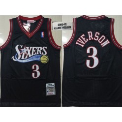 Philadelphia 76ers #3 Allen Iverson Black 2000-01 Hardwood Classics Jersey