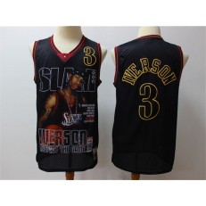 Philadelphia 76ers #3 Allen Iverson Black Hardwood Classics Limited Edition Jersey