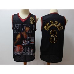 Philadelphia 76ers #3 Allen Iverson Black Hardwood Classics Limited Edition Jersey