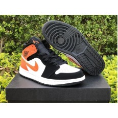 AIR JORDAN 1 MID BLACK WHITE STARFISH ORANGE 554724-058