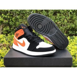 AIR JORDAN 1 MID BLACK WHITE STARFISH ORANGE 554724-058