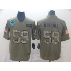 Carolina Panthers #59 Luke Kuechly 2019 Olive Camo Salute To Service Limited Nike NFL Men Jersey