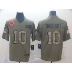 Chicago Bears #10 Mitchell Trubisky 2019 Olive Camo Salute To Service Limited Nike NFL Men Jersey