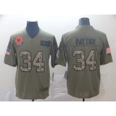 Chicago Bears #34 Walter Payton 2019 Olive Camo Salute To Service Limited Nike NFL Men Jersey