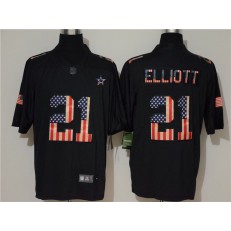 Dallas Cowboys #21 Ezekiel Elliott 2019 Black Salute To Service USA Flag Fashion Limited Nike NFL Men Jersey
