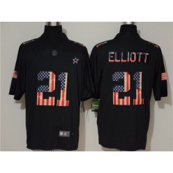 Dallas Cowboys #21 Ezekiel Elliott 2019 Black Salute To Service USA Flag Fashion Limited Nike NFL Men Jersey