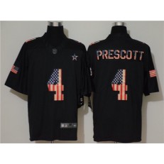 Dallas Cowboys #4 Dak Prescott 2019 Black Salute To Service USA Flag Fashion Limited Nike NFL Men Jersey