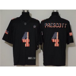 Dallas Cowboys #4 Dak Prescott 2019 Black Salute To Service USA Flag Fashion Limited Nike NFL Men Jersey