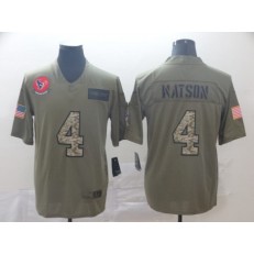 Houston Texans #4 Deshaun Watson 2019 Olive Camo Salute To Service Limited Nike NFL Men Jersey