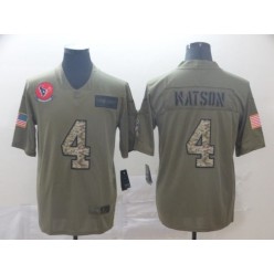 Houston Texans #4 Deshaun Watson 2019 Olive Camo Salute To Service Limited Nike NFL Men Jersey