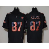 Kansas City Chiefs #87 Travis Kelce 2019 Black Salute To Service USA Flag Fashion Limited Nike NFL Men Jersey