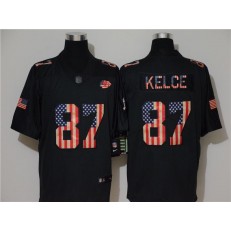 Kansas City Chiefs #87 Travis Kelce 2019 Black Salute To Service USA Flag Fashion Limited Nike NFL Men Jersey
