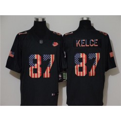 Kansas City Chiefs #87 Travis Kelce 2019 Black Salute To Service USA Flag Fashion Limited Nike NFL Men Jersey