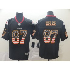 Kansas City Chiefs #87 Travis Kelce Black USA Flag Fashion Limited Nike NFL Men Jersey