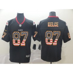 Kansas City Chiefs #87 Travis Kelce Black USA Flag Fashion Limited Nike NFL Men Jersey