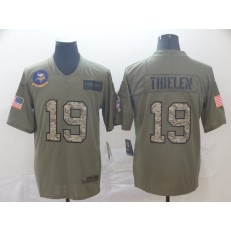 Minnesota Vikings #19 Adam Thielen 2019 Olive Camo Salute To Service Limited Nike NFL Men Jersey