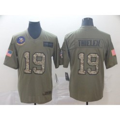 Minnesota Vikings #19 Adam Thielen 2019 Olive Camo Salute To Service Limited Nike NFL Men Jersey
