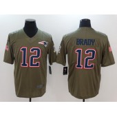 New England Patriots #12 Tom Brady Olive Salute To Service Limited Nike NFL Men Jersey