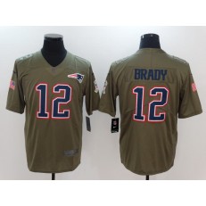 New England Patriots #12 Tom Brady Olive Salute To Service Limited Nike NFL Men Jersey