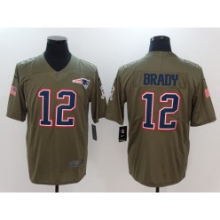New England Patriots #12 Tom Brady Olive Salute To Service Limited Nike NFL Men Jersey