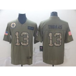 New Orleans Saints #13 Michael Thomas 2019 Olive Camo Salute To Service Limited Nike NFL Men Jersey
